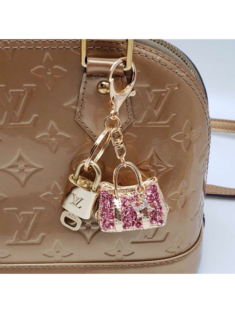 Authentic Louis Vuitton Gold Padlock & Key 🔒 LV Bag Charm Unbranded Keychain